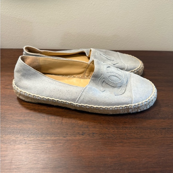CHANEL Light Blue Suede Leather Espadrille Flats Shoes 37 - Picture 3 of 9